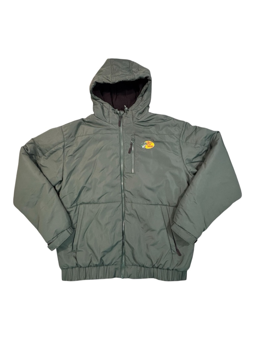 Bass Pro Shops Jacket Mens L Green Thermolite Waterproof Hooded Hiking Fishing